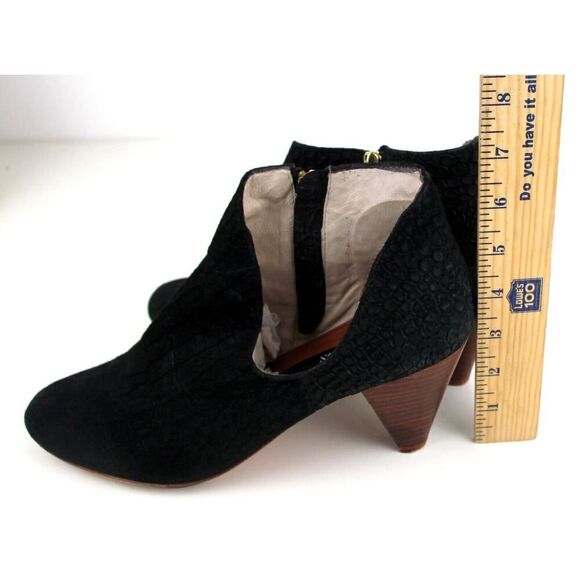 Matt Bernson BLACK LEATHER SUEDE ANIMAL PRINT MID HEEL ANKLE BOOTS SHOES Sz 9M - Picture 6 of 11